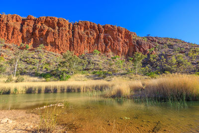 Scenic view of lake against clear sky