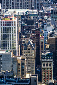 High angle view of buildings in city