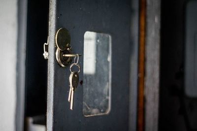 Close-up of rusty metal door