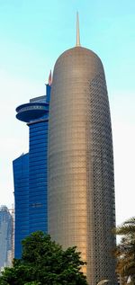 Low angle view of modern buildings against clear sky