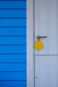 Directly above shot of heart shape on door