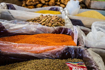 High angle view of food for sale at market