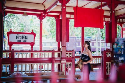 Woman standing in temple