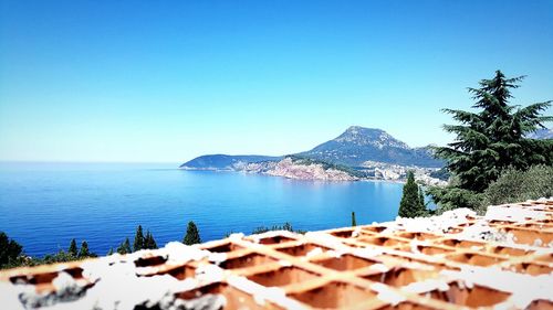 Scenic view of sea against clear sky