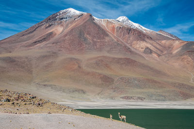 Scenic view of sand dunes against sky