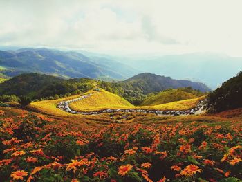 Scenic view of mountains against sky