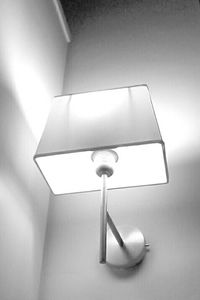 Low angle view of illuminated lamp