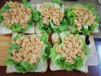 High angle view of food on table