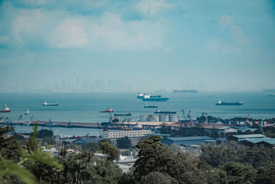 High angle view of sea against sky