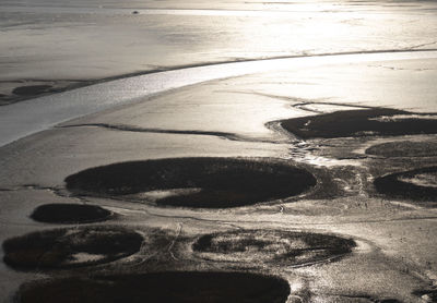 High angle view of shadow on shore