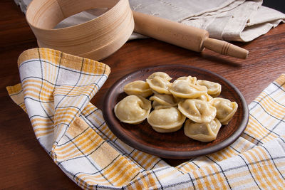 High angle view of food on table