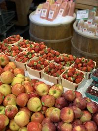 High angle view of apples for sale in woodstock vermont