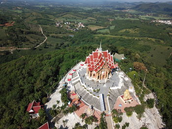 High angle view of buildings in city