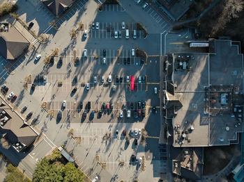 High angle view of cars on road in city