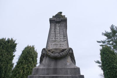 Low angle view of statue against sky