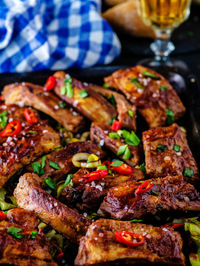 Close-up of seafood on barbecue grill