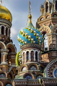 T owers and domes of famous church of the saviour on spilled blood in saint petersburg, russia