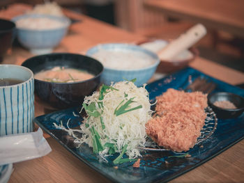 High angle view of meal served in plate