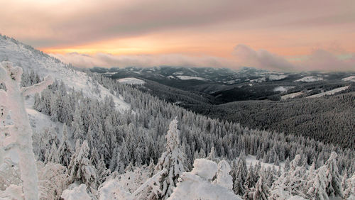 Panoramic view of landscape against sky during winter