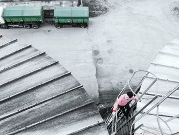 High angle view of railroad tracks