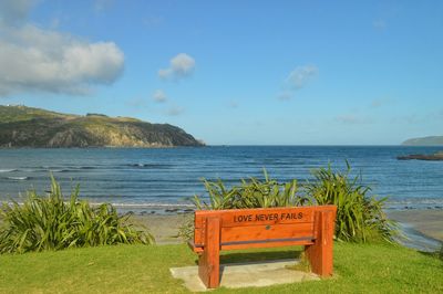 Scenic view of beach against sky