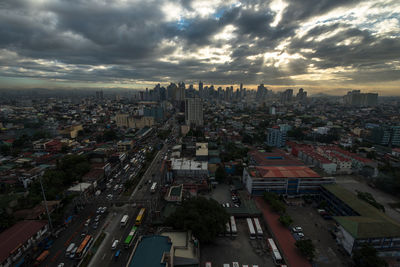 Aerial view of cityscape against sky