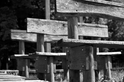 Close-up of cross on wood