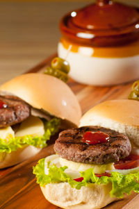 Close-up of served food in plate