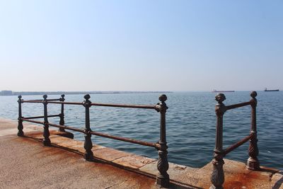 Scenic view of sea against clear sky