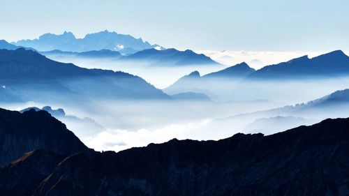 Scenic view of mountains against sky - the alps