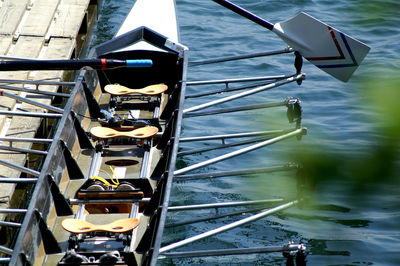 High angle view of boats in lake