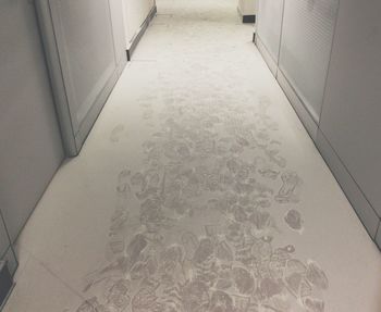 Close-up of sunlight falling in corridor