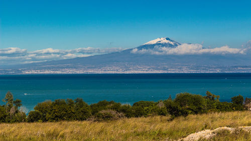 View of volcano etna from siracuse - sicily