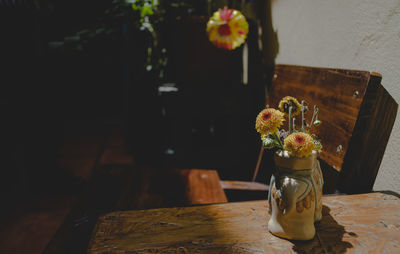 Flowers in small cafe