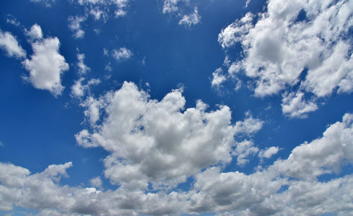 Low angle view of clouds in blue sky