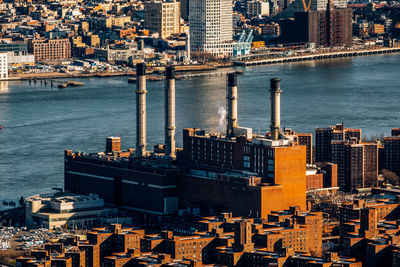 High angle view of buildings in city