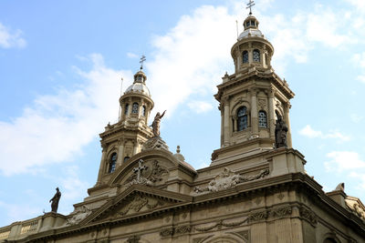 Metropolitan cathedral of santiago against the sky, plaza de armas square, santiago of chile,