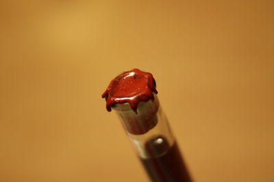 Close up of electric lamp against orange wall