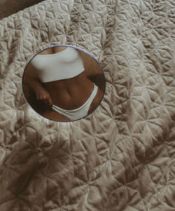 High angle view of a horse on bed