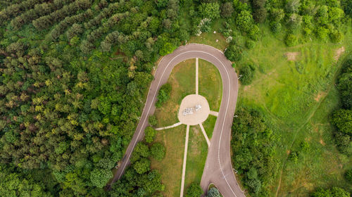 High angle view of heart shape on field