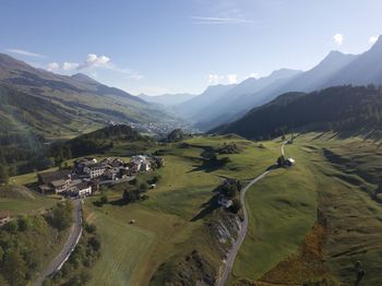 Panoramic view of landscape and mountains against sky