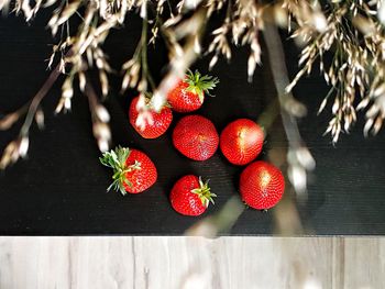 Close-up of strawberries on table