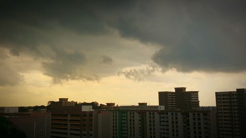 View of buildings against cloudy sky