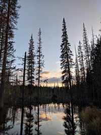 Scenic view of lake against sky at sunset