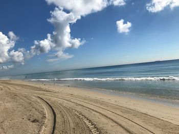Scenic view of beach against sky