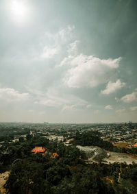 High angle view of townscape against sky