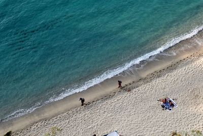 High angle view of people on beach