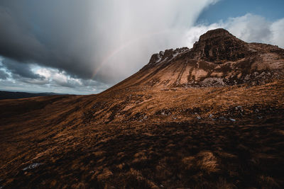 View of desert against cloudy sky