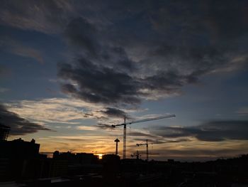 Silhouette of buildings at sunset