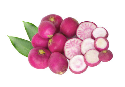 High angle view of fruits against white background